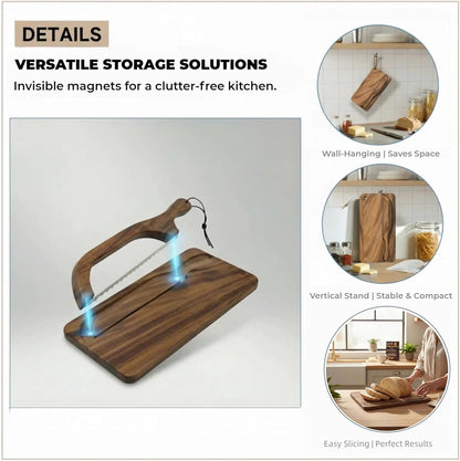 Magnetic Acacia Wood Bread Board and Knife Set –bread cutting board with knife, bread slicer for sourdough rounds,Unique Baking Gift for Women Bakers,Mother Gift Sourdough Wedding Gift