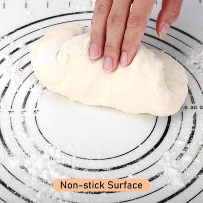 Silicone Pastry Baking Mat Dough - 16x24Inch Large Non Stick Slip Cookie Bread Rolling Mats Sheet, Kitchen Counter Kneading Cooking Board Pad Matt with Measurement for Pie Pizza Cookies Fondant Making