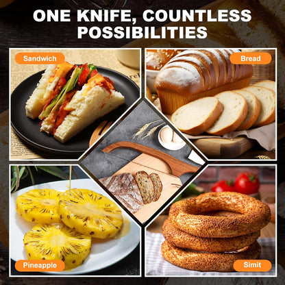 Bread Slicer for Homemade Bread, 15.7 Ergonomic Design, Premium Stainless Steel Serrated Bread Bow Knife for Precise Cutting