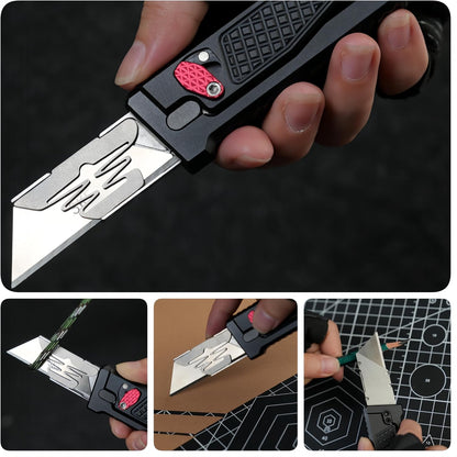 5.8" Aluminium Utility Knife, EDC Box Cutter with Clip, CNC Unibody, Lightweight All Metal Folding Box Cutter, Ideal Gifts for Men Women, with 10 Extra Blades（Orange）