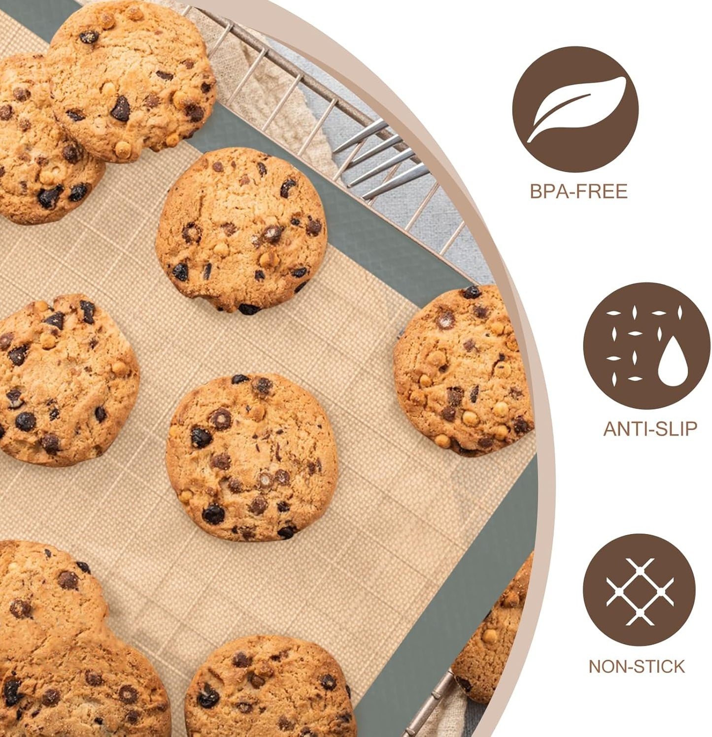Silicone Baking Mat, 3 Pack Reusable Baking Sheet, Non-Stick ＆ Food Safe Silicone Mats for Baking for Making Cookies Macaroons Bread, Baking Supplies ＆ Accessories