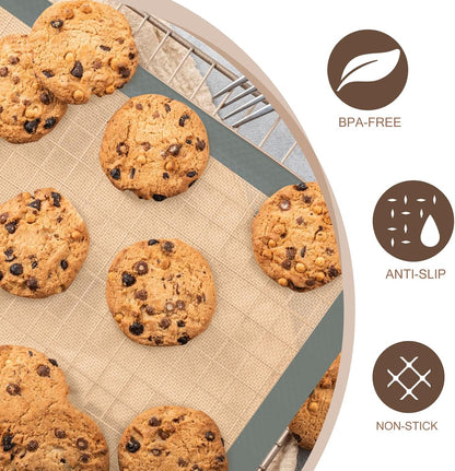 Silicone Baking Mat, 3 Pack Reusable Baking Sheet, Non-Stick ＆ Food Safe Silicone Mats for Baking for Making Cookies Macaroons Bread, Baking Supplies ＆ Accessories