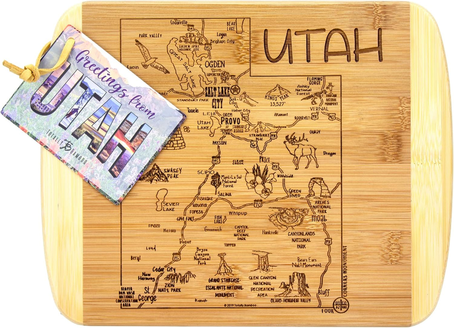Totally Bamboo A Slice of Life New Jersey State Serving and Cutting Board, 11" x 8.75" - Colors A