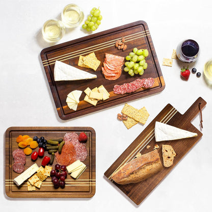 Rock & Branch Large Acacia Wood Cutting Board with Juice Groove – 18" Carving Board with Inlaid Pinstripes | Doubles as Oversized Charcuterie Serving Tray