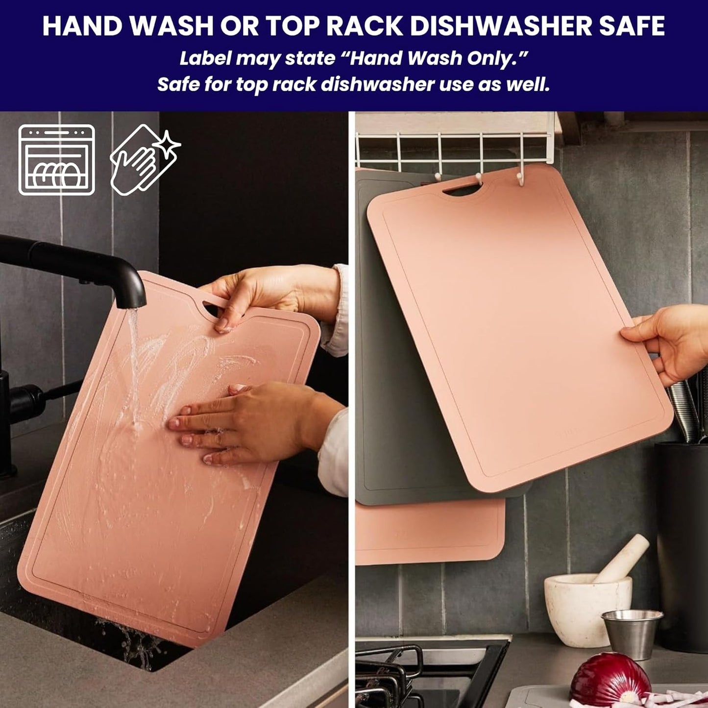 TPU Cutting Board Flexible Mat, 14.5" x 9" Nonslip Korean Cutting Board for kitchen, BPA Free Flexible Chopping Board, TPU Material Double-sided Dishwasher Safe