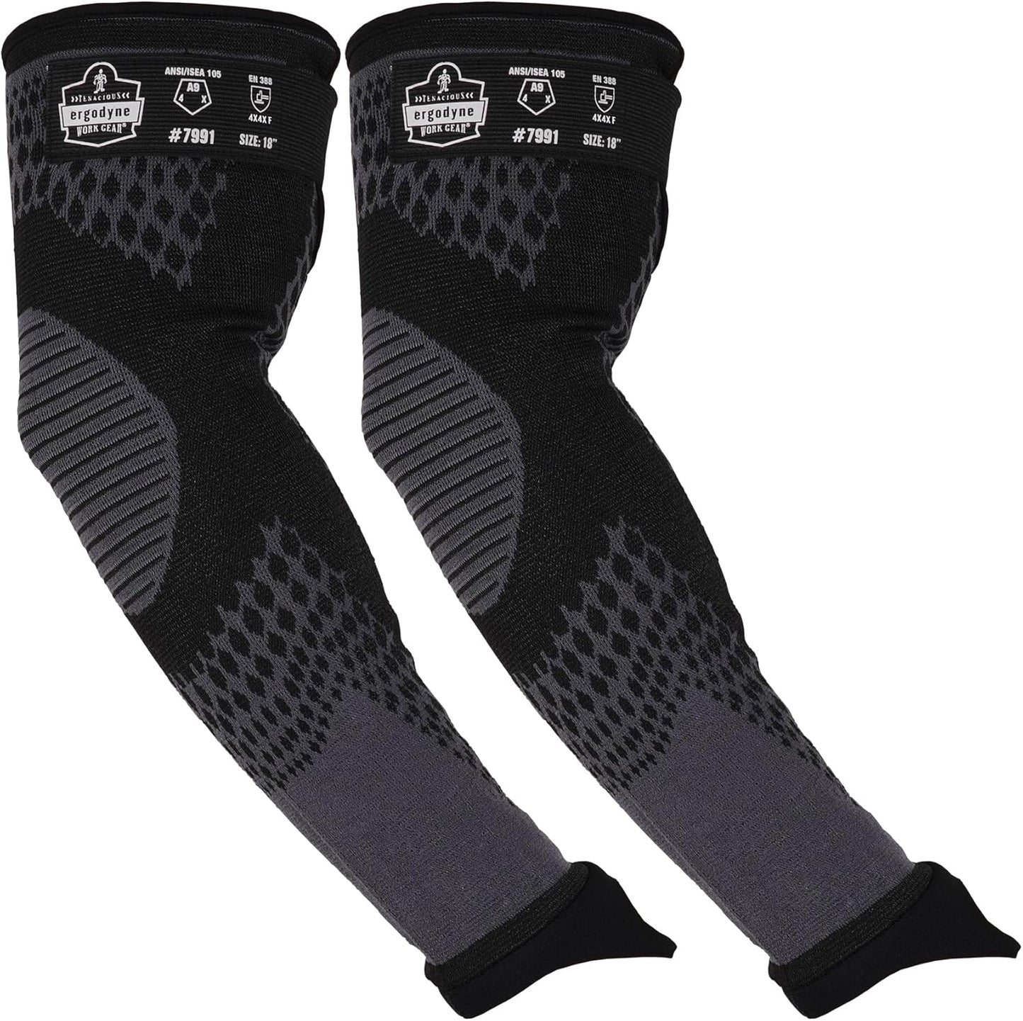 Ergodyne ProFlex 7991 Protective Arm Sleeves with Thumb Loop, Cut Resistant ANSI/ISEA 105-2016 A9, Tungsten Fiber