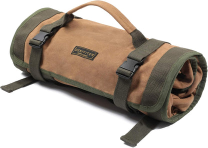 Wrench Tool Roll, Heavy Duty Waxed Canvas Multi-purpose Tool Pouch Bag With 25 Pockets, Easy Storage, Durable (Khaki)