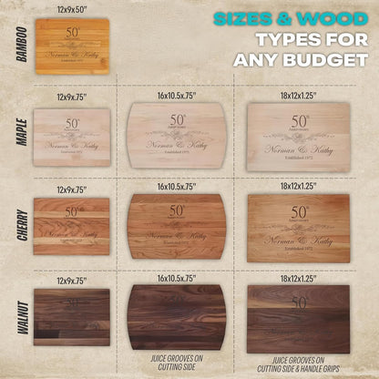 Blue Ridge Mountain Gifts Personalized Wood Cutting Board Laser Engraved Anniversary or Wedding Gift Custom Charcuterie Board Personalized Gift for Mothers