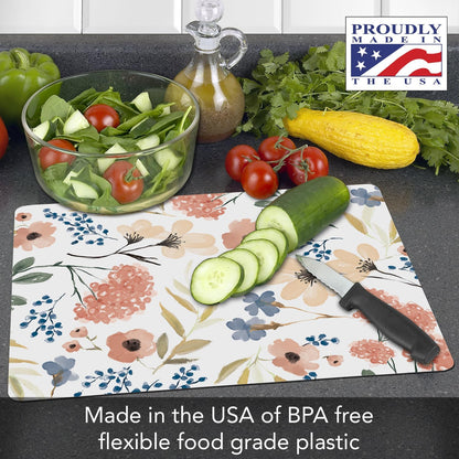 Cut N' Funnel Farmhouse Fall Designer Flexible Cutting Board Mat 15" x 11.5" Made in the USA Decorative Flexible Easy to Clean