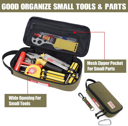 Rough Enough Small Tool Bag Pouch Box EDC Organizer Storage Case for Accessories with Zipper Portable Handle