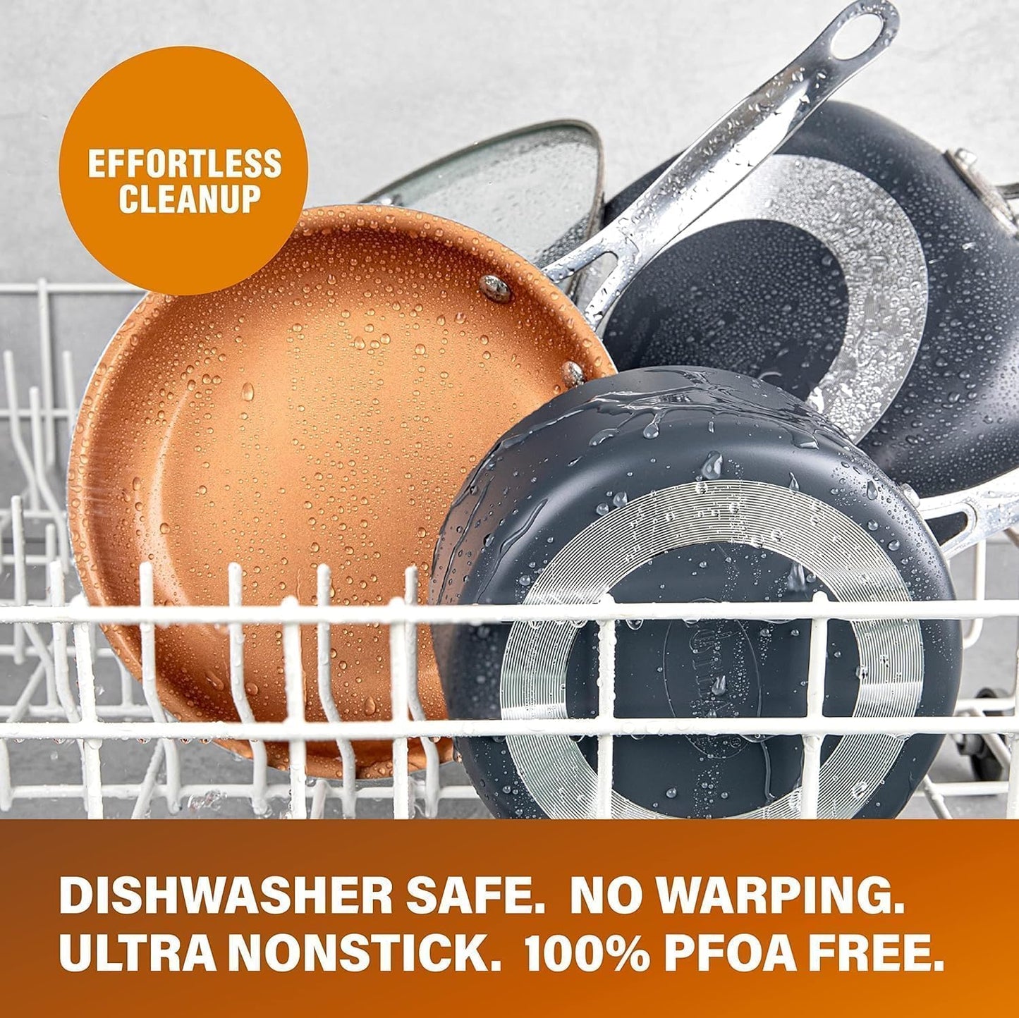Gotham Steel 20pcs Pots and Pans Set Non Stick Ceramic Cookware Set with Deep Frying Pan Set & 6pc Knife Set, Improved Ti-Cerama Coating Made without PFOA PFOS Lasts 2x Longer, Oven & Dishwasher Safe
