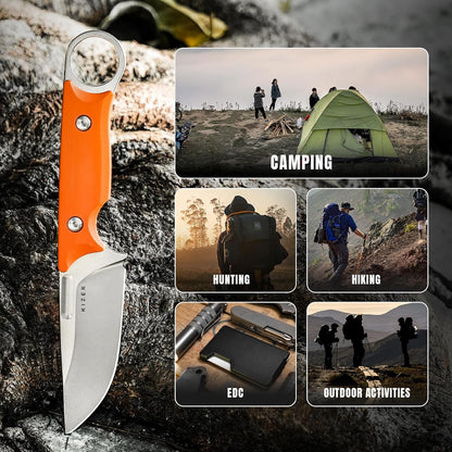 Kizer Cabox Fixed Blade Knife, 3.36" D2 Steel Fixed Blade Hunting Knife G10 Handle with Sheath, Survival Camping Knives 1048A3