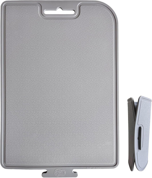 Korean Made Thick Silicone Double-Sided Usable Cutting Board 14.3" x 9.7" Foldable Design Drip Groove Grip Handle Dishwasher Safe 1PCS Gift for Mom (Mint) Stocking Stuffer