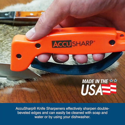 AccuSharp Knife Sharpener, Ergonomic Comfortable Handle, Compact & Easy to Use, Restore and Hone Straight & Serrated Knives, White