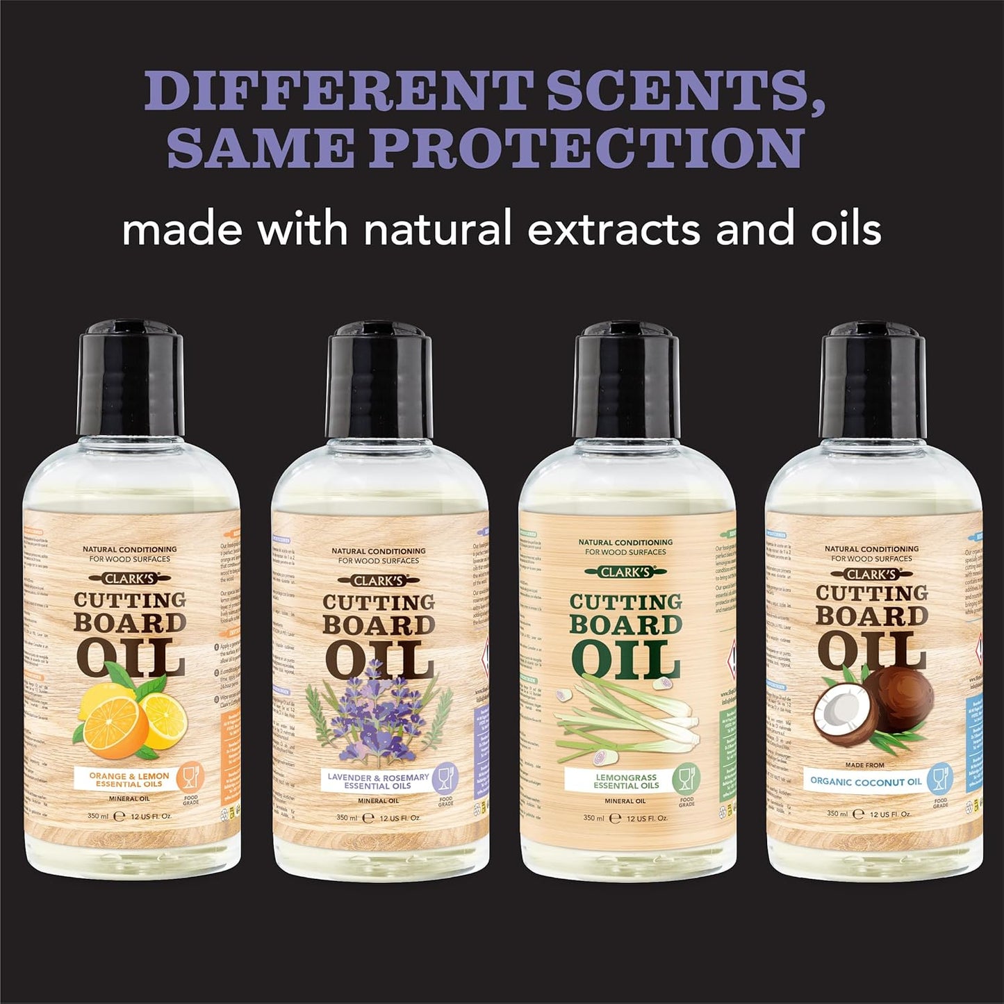 CLARK'S Cutting Board Oil - Coconut Extract Oil for Cutting Board - Made with Fractionated Coconut Oil for Kitchen Countertops, Butcher Blocks, Wooden Bowls and Utensils