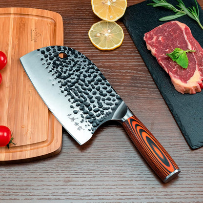 Meat Cleaver Knife 7.4 Inch, Ultra Sharp Chinese Chef's Knives, Full-tang Chopping Knife, 30Cr13 Steel Blade Thickness 2.5 mm, TJ SEGA Series TC1707