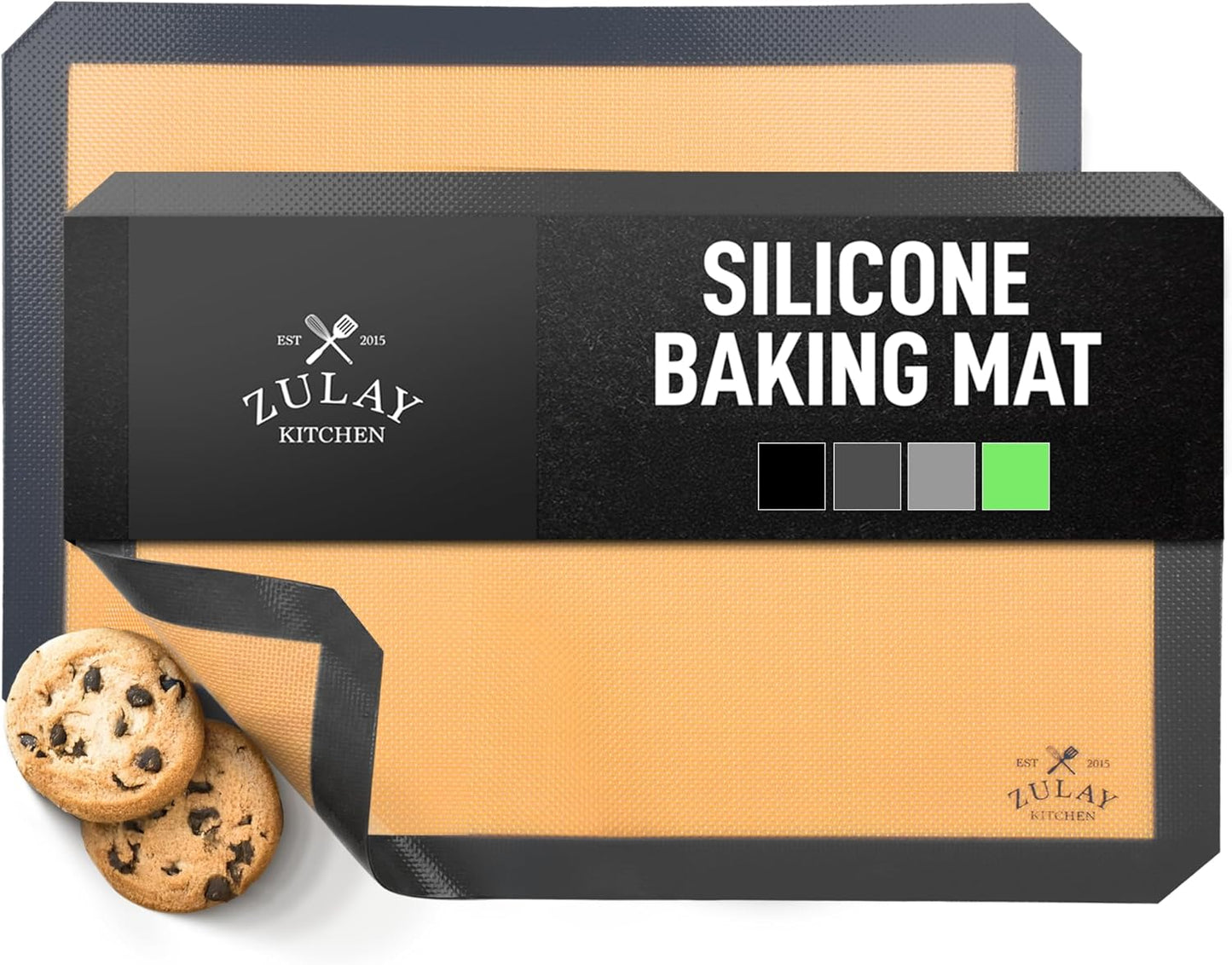 Zulay Kitchen Silicone Baking Mat Sheet Set - Reusable Baking Mat Nonstick - Half Sheet Baking Mat For Oven (Black, 1 Pack)