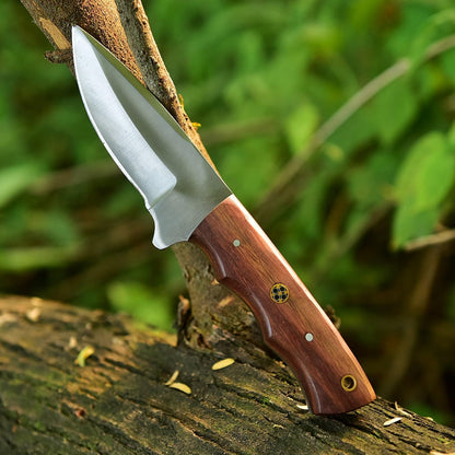 Fixed Blade Hunting Forged Tracker Knife - 8 Inches Carbon Steel Razor Sharp Blade Full Tang Bushcraft Knives with Premium Leather Belt Sheath. Used For Hunting Outdoor Camping, Hiking, Skining Knife.