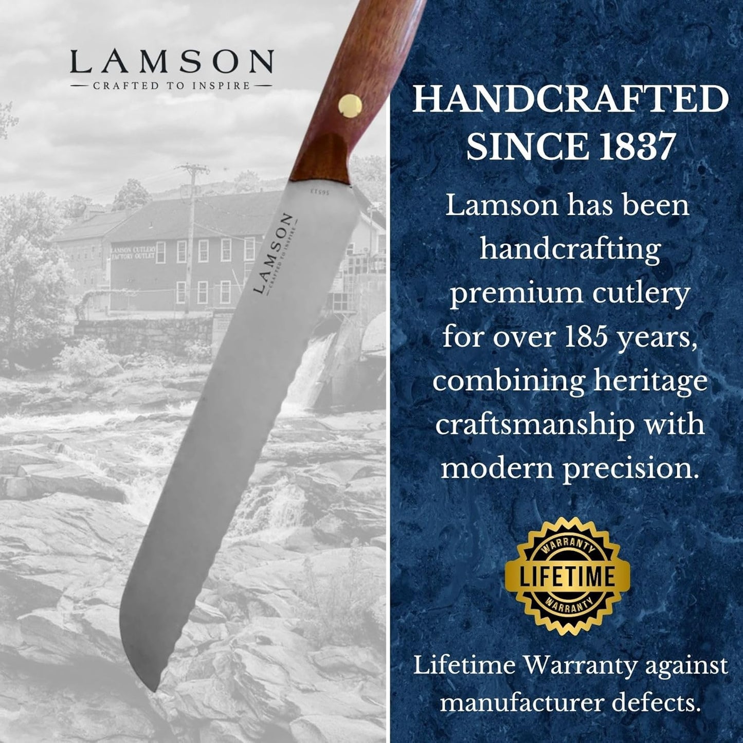 Lamson 7" Premier Forged Offset Serrated Bread Knife (MIDNIGHT)