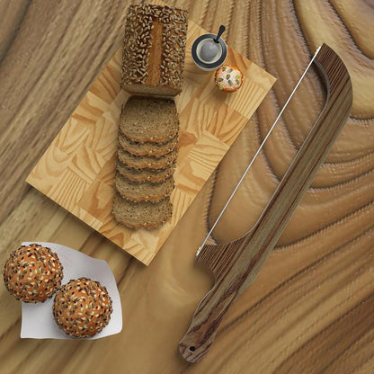 Bread Knife - for Homemade Bread, 14.5" Wooden Sourdough Bread Slicer with Bow Design, Premium Stainless Steel Serrated Saw Bread Cutter for Bagels, Baguettes (stainless steels)