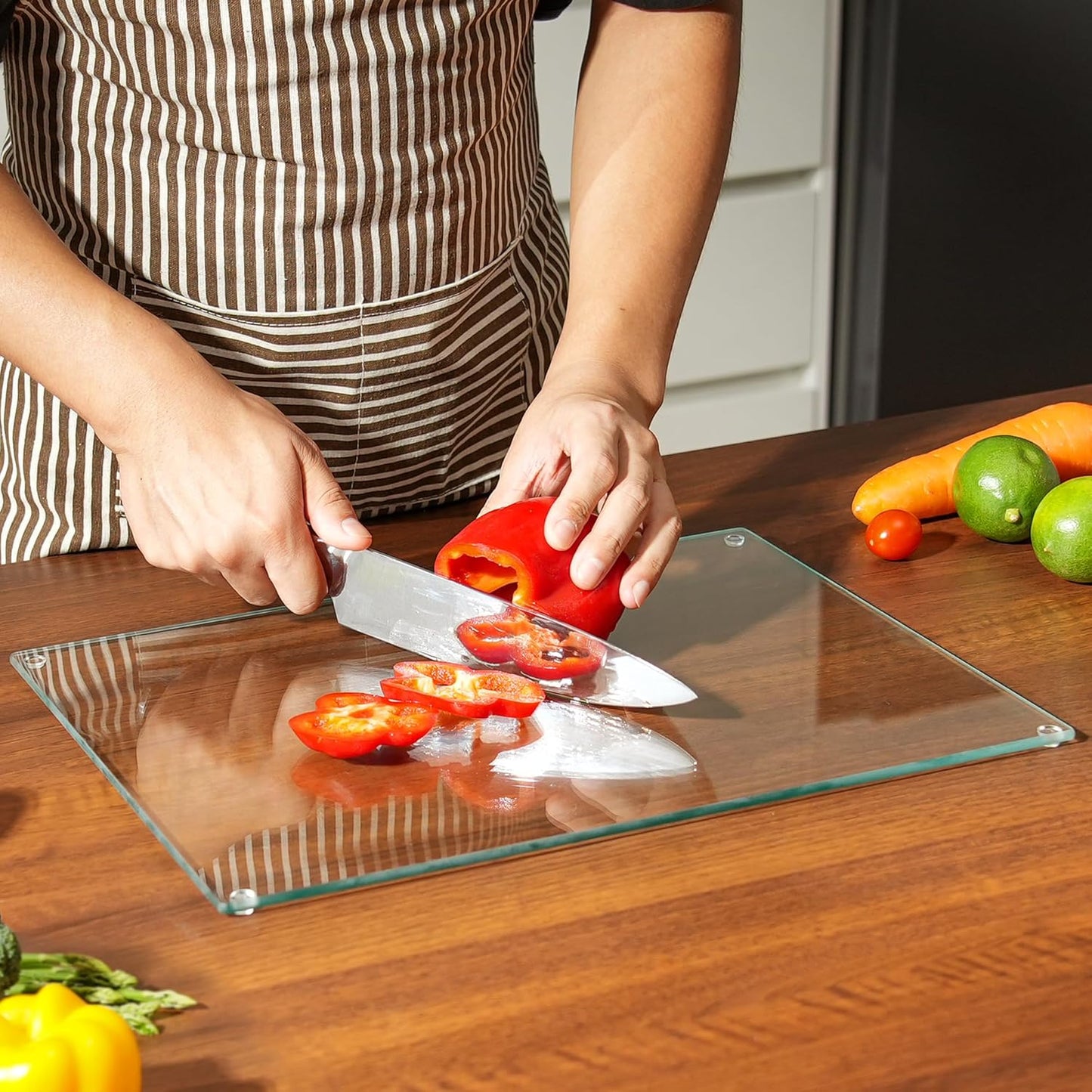 Kitchenville Glass Cutting Board 20”x16”: Tempered Glass Kitchen Counter Protector - Durable- Scratch-Resistant, Heat-Proof - Clear Design