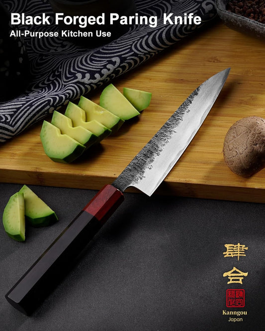 WA Series Japanese Chef Knife 210MM Black Forged Japanese Kitchen Knives with Eboy Handle,Gift with Premium Box for Husband Dad (8.27 Inch Kiritsuke Knife)