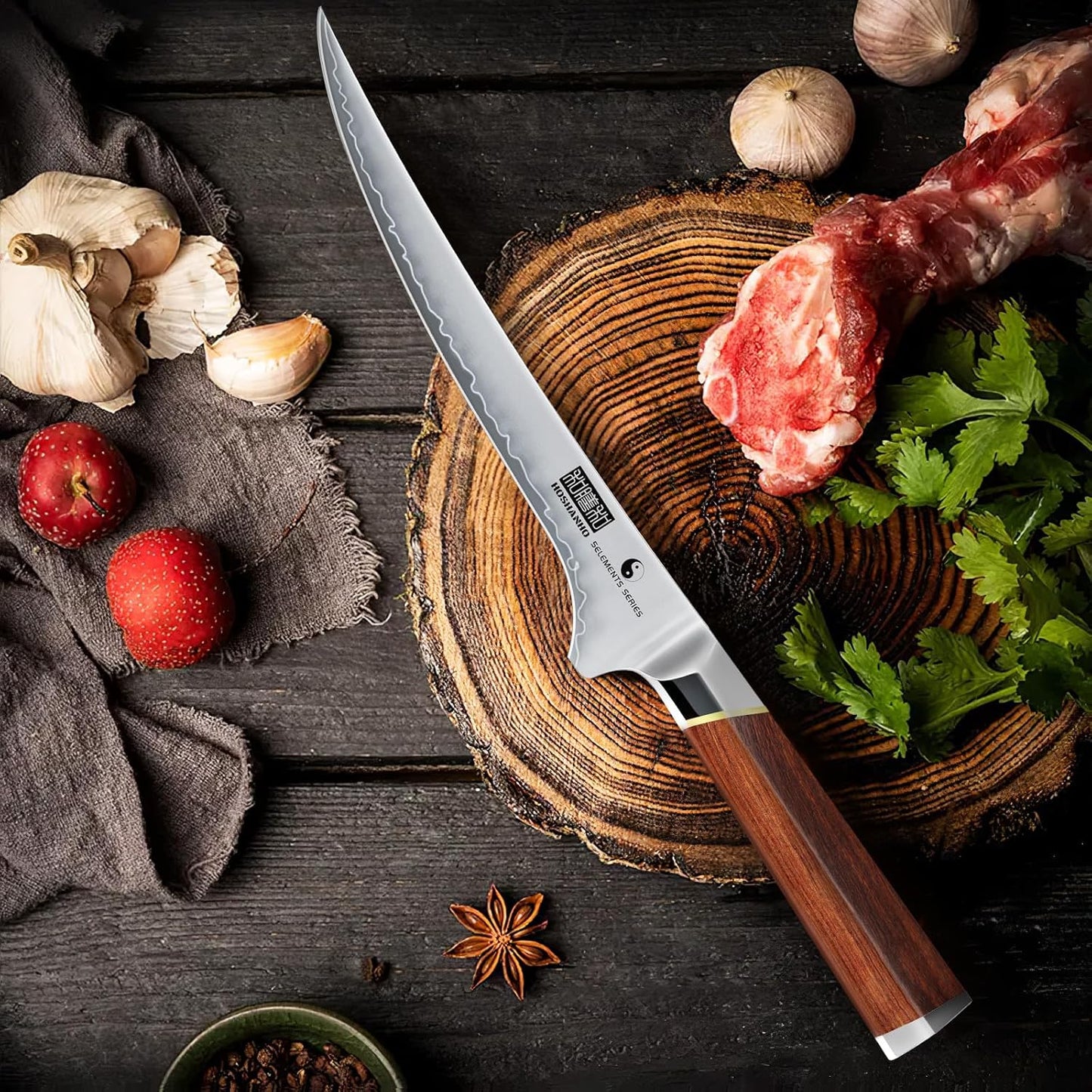 HOSHANHO Chef Knife 8 Inch, Japanese High Carbon Steel Kitchen Knife Ultra Sharp Cooking Knife, Professional Chef's Knife with Ergonomic Red Sandalawood Handle