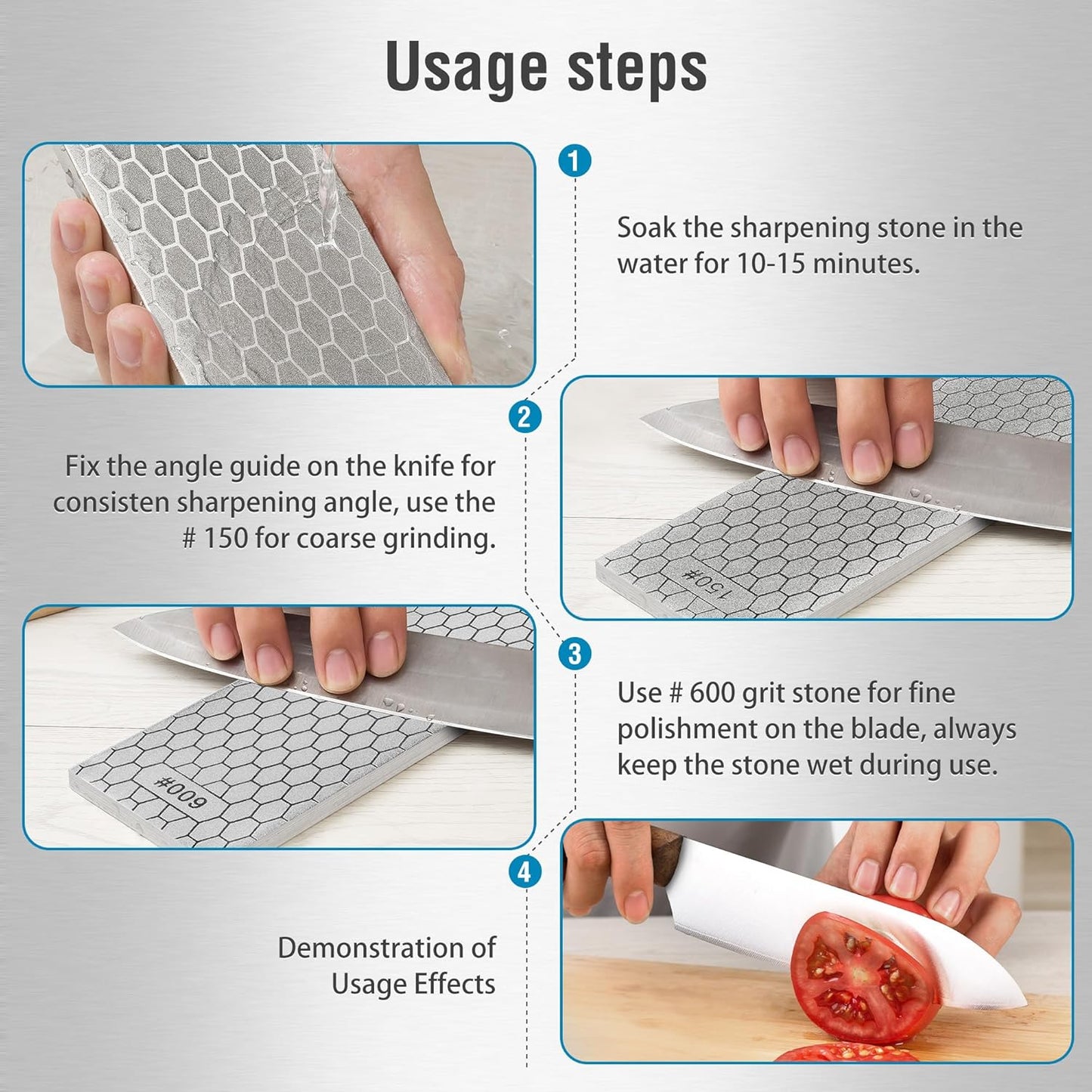 S SATC Diamond Sharpening Stone 2 Side Grit 400/1000 Diamond Plate Honing Stone 8-inch Hone Sharpener White