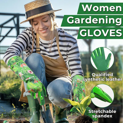 HANDLANDY Rose Pruning Gloves for Men & Women, Long Thorn Proof Gardening Gloves, Breathable Pigskin Leather Gauntlet, Best Garden Gifts & Tools for Gardener