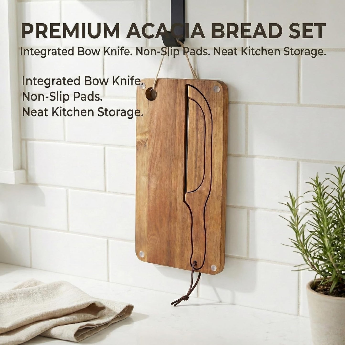 Sourdough Bread Slicer Set, Sourdough Knife & Bread Cutting Board with Crumb Tray Design, Ergonomic W-Handle Grip, Non-Slip Pads, Magnetic Storage, Left & Right Handed, Extra Blade, Bakers Gift