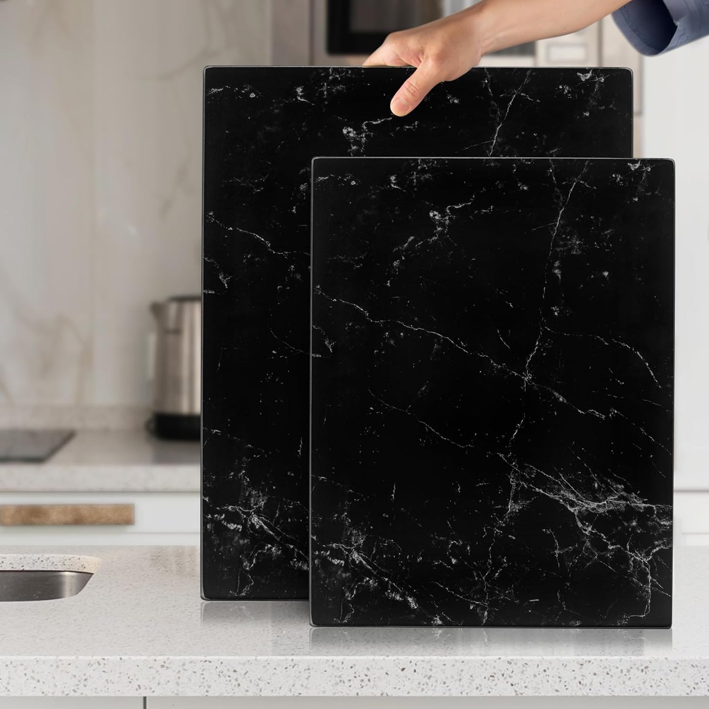 Kitchenville Glass Cutting Board 20”x16”: Tempered Glass Kitchen Counter Protector - Durable- Scratch-Resistant, Heat-Proof - Clear Design