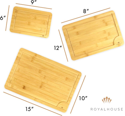 Large Cutting Board, 15x10x0.5 Bamboo Cutting Boards for Kitchen with Juice Groove and Kitchen Chopping Board for Meat Cheese board Heavy Duty Serving Tray,