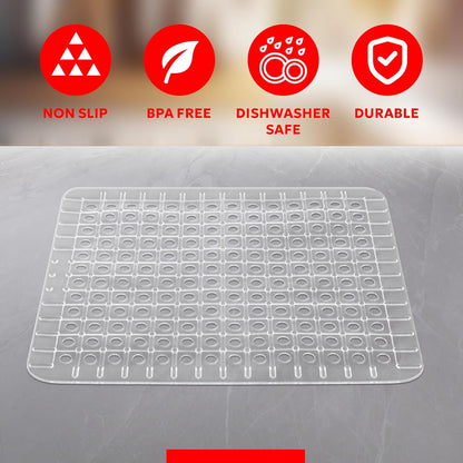Better Houseware Clear Sink Mat - 12” x 16” - Heavy Duty PVC, Non-Slip, Dishwasher Safe, BPA-Free Sink Protector, Durable, Cut to Fit, Sink Mat for Kitchen Sink & Dishware Protection