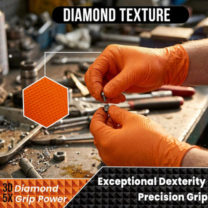 ANBOSON 10 Mil Diamond Textured Nitrile Gloves, Heavy Duty Disposable, Extra Thick, Latex & Powder Free, Chemical and Puncture Resistant, Ideal for Auto Repair, Cleaning, Painting, X-Large