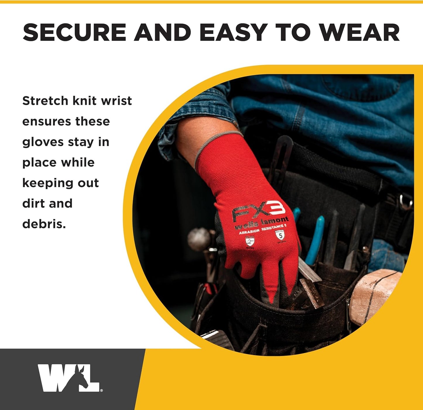Wells Lamont Men's FX3 Nitrile Coated Grip Work Gloves – Tear & Abrasion Resistant – Heavy Duty for Construction, DIY, Mechanics – Breathable 15-Gauge Nylon/Spandex Shell – Red - M