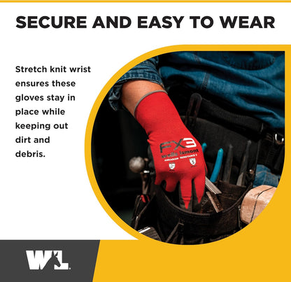 Wells Lamont Men's FX3 Nitrile Coated Grip Work Gloves – Tear & Abrasion Resistant – Heavy Duty for Construction, DIY, Mechanics – Breathable 15-Gauge Nylon/Spandex Shell – Red - M