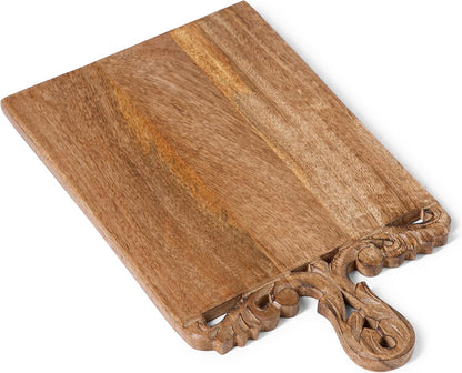 Lightnpro 16 Inch Natural Burnt Wood Chopping Board | Hand Carved Large Cutting Board & Vegetable Tray | Durable Reversible Rustic Kitchen Board | Premium Handcrafted Decorative