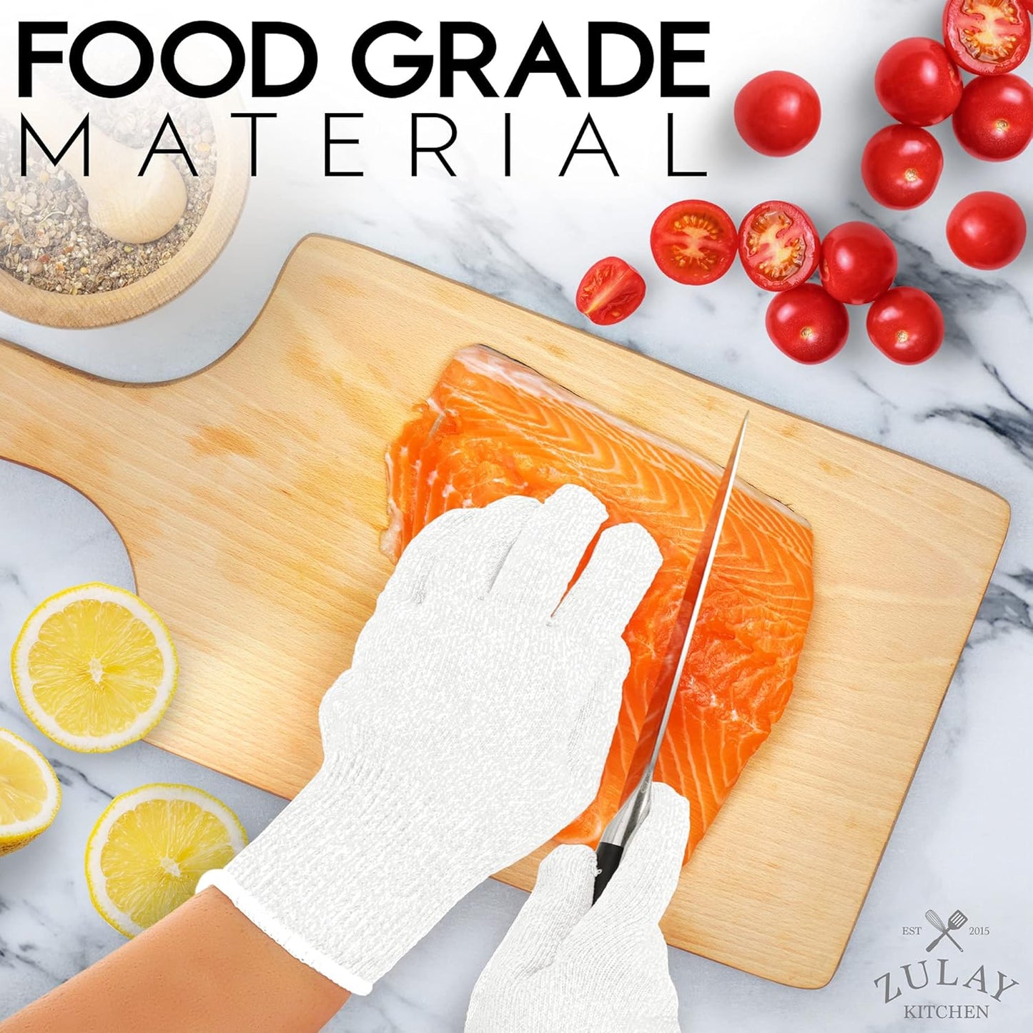 Zulay Cut Resistant Gloves Food Grade Level 5 Protection - Comfortable Safety Cutting Gloves - Cut Resistant Work Gloves
