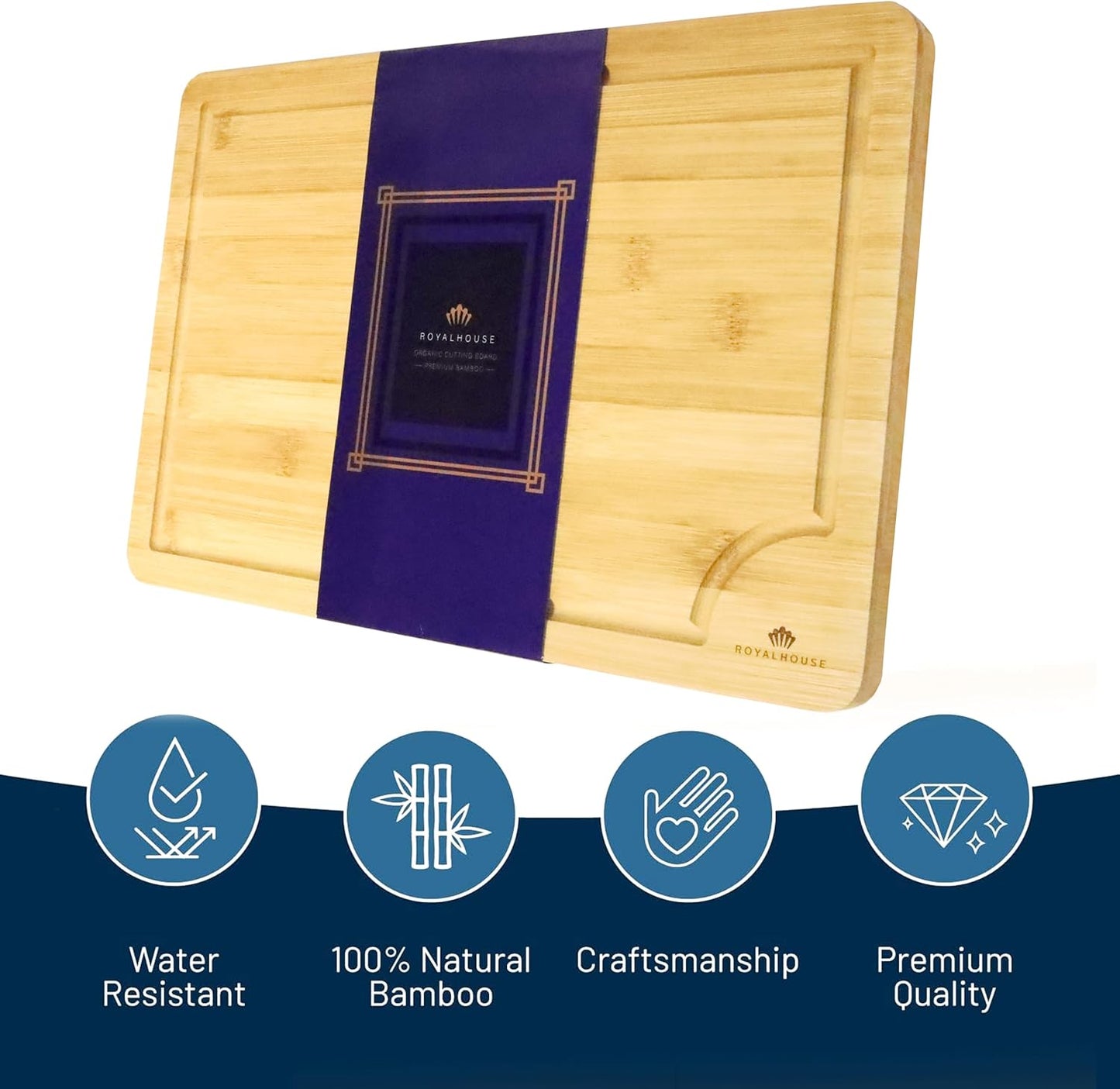 Large Cutting Board, 15x10x0.5 Bamboo Cutting Boards for Kitchen with Juice Groove and Kitchen Chopping Board for Meat Cheese board Heavy Duty Serving Tray,