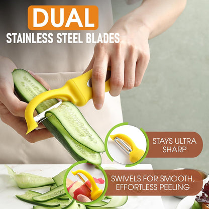 Spring Chef Premium Swivel Vegetable Peeler, Soft Grip Handle and Ultra Sharp Stainless Steel Blades - Perfect Kitchen Peeler For Veggie, Fruit, Potato, Carrot, Apple - Black