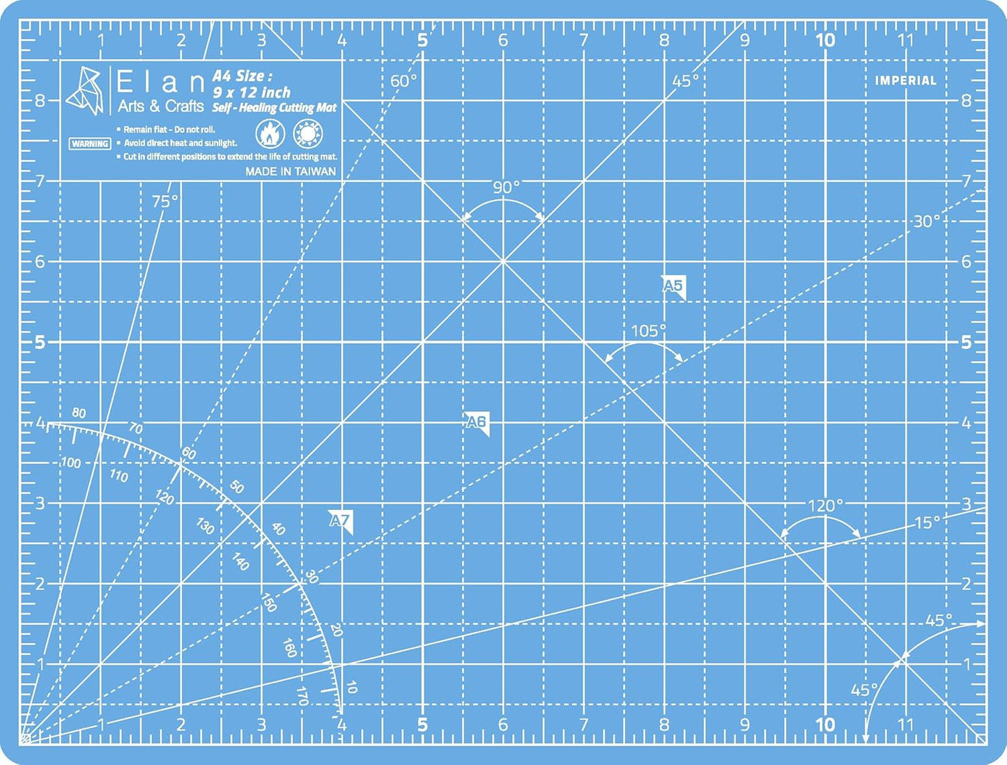 Elan Cutting Mat A4 Blue, Self Healing Cutting Mat 9x12 Inch, 5-Ply Craft Board Blue, Hobby Board for Crafts 9x12 Inch