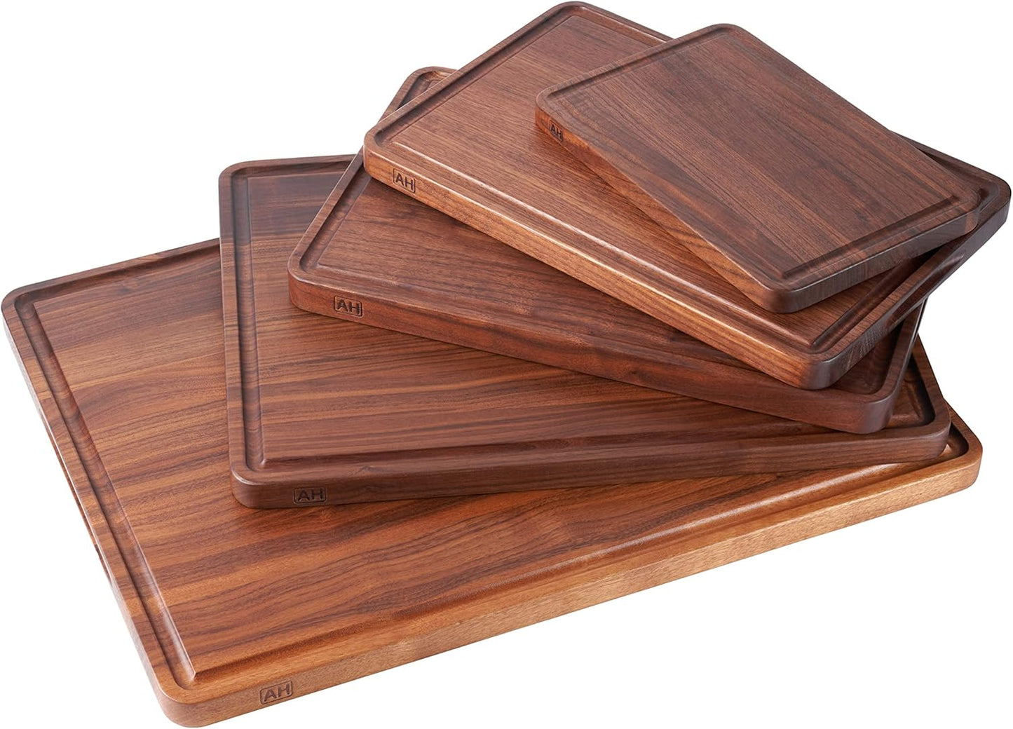 AZRHOM Large End Grain Walnut Wood Cutting Board 17x13x1.5 in Thick Butcher Block for Kitchen with Non-slip Mats Juice Groove & Handles (Gift Box)