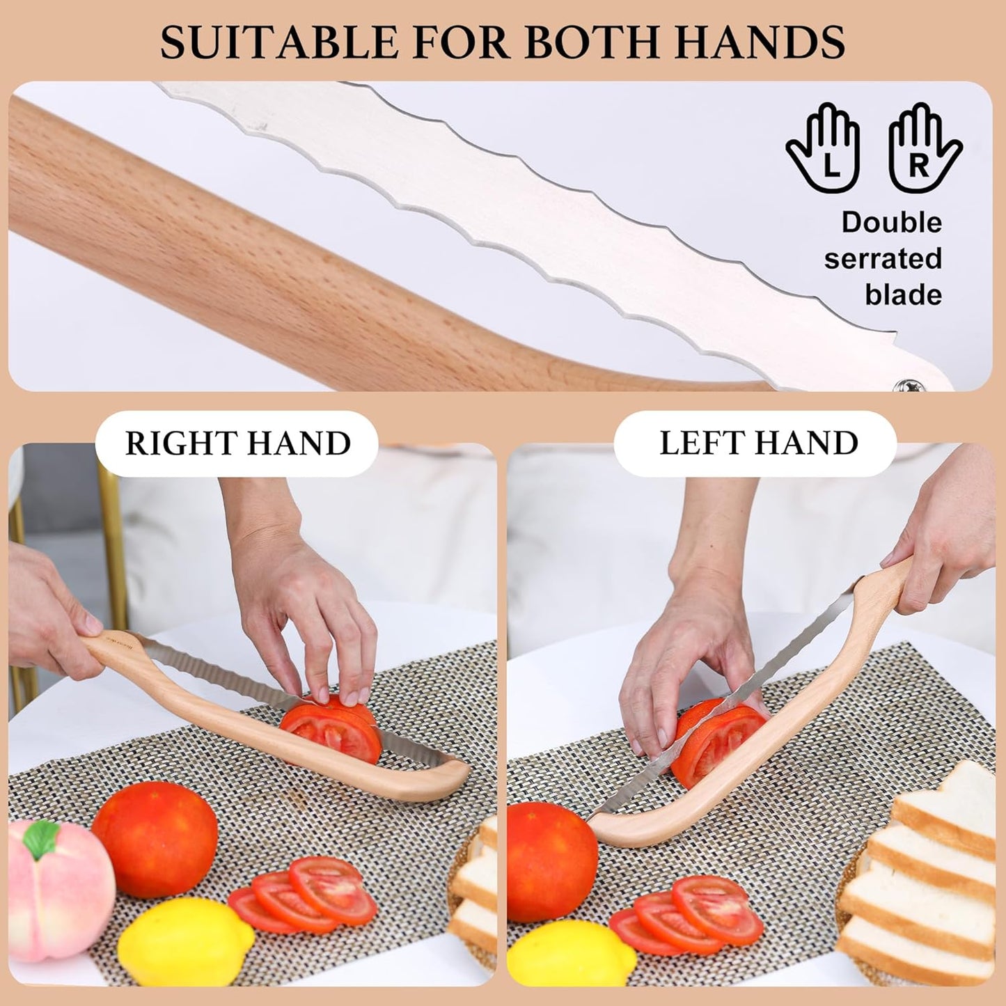 Premium Bow Design Bread Slicer, 15.6" Bread Knife for Homemade Sourdough & Baguette, Thin & Even Cuts, Right-Handed Use, Food Grade Stainless Steel Blade