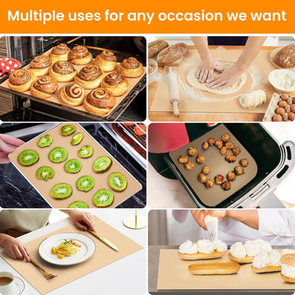 Silicone Baking Mat Roll -Cut to Size Silicone Mat - Non-Stick Pastry Mat for Dough Rolling, Non-slip Silicone Mat for Kitchen Counter, Reusable Air Fryer Linner, Oven Liner, Freeze Dryer Mat