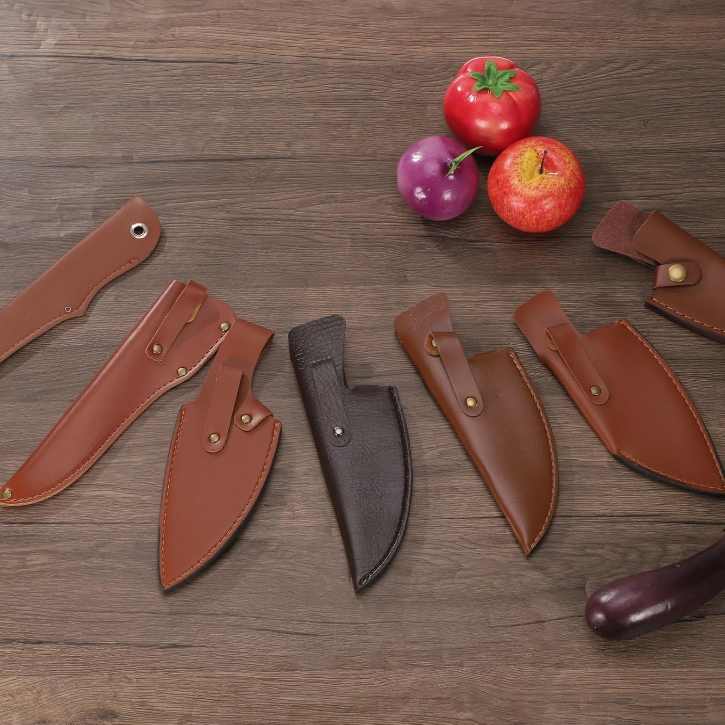 uxcell Knife Cover Sleeves, 7.9" x 2.6" PU Leather Knives Edge Guard Blade Protector Universal Knife Sheath for Home Kitchen, Brown