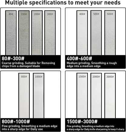 12 PCS Diamond Sharpening Stones,Knife Sharpener with Nonslip Base,Professiona Diamond Knife Set for Kitchen,80/150/200/300/400/500/600/800/1000/1500/2000/3000 Grit Whetstone