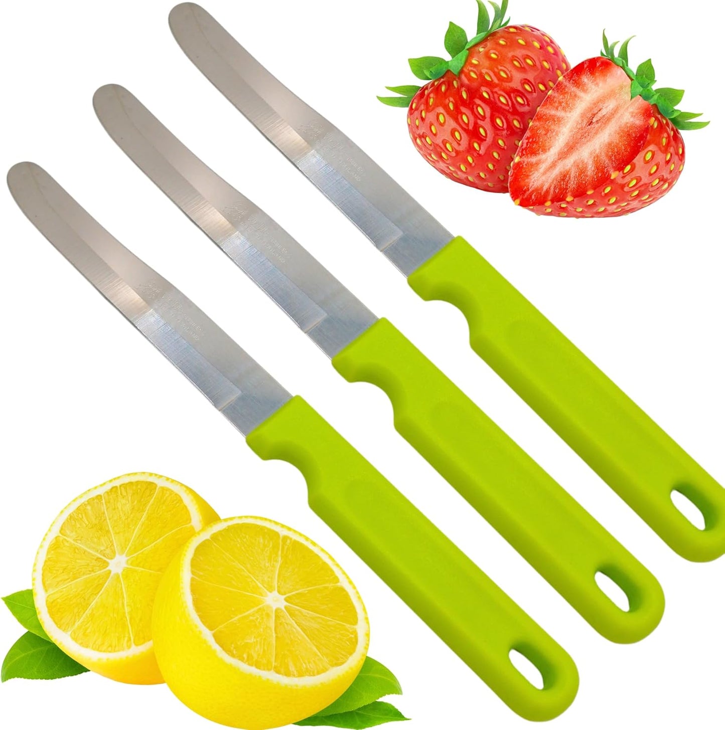 Round Tip Knife, Blunt Knife, Rounded Tip Knives for Cutting Fruit and Vegetable, Smooth Sharp Blade, Safety Knifes (Yellow)