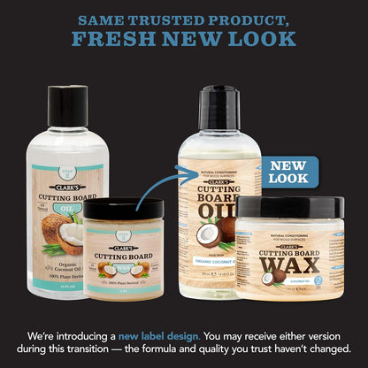 CLARK’S Cutting Board Oil and Wax Kit – Includes Food Grade Mineral Oil (12oz), Finishing Wax (6oz), Applicator, & Buffing Pad to Clean and Protect Wood, Enriched with Natural Lemon & Orange Extract