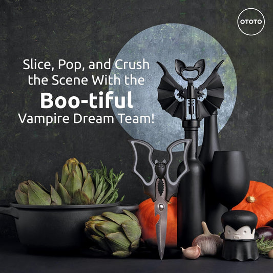 OTOTO Elizabat Kitchen Scissors - Halloween Goth Cute Bat Kitchen Shears, Gothic Scissors Utensils - Spooky Bats Halloween Gifts, Cute Gadgets, Kitchen Gadgets