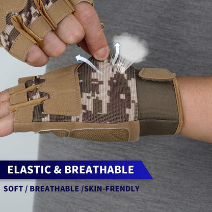 FIORETTO Fingerless Workout & Exercise Gloves for Gym, Weight Lifting, Airsoft, Shooting, Hunting, Hiking, Cycling, Driving, Motorcycle, Climbing M210603